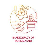 Inadequacy of foreign aid red gradient concept icon. Lack of international cooperation problem abstract idea thin line illustration. Isolated outline drawing. vector