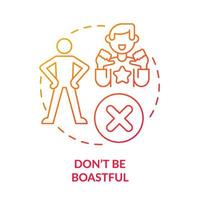 Do not be boastful red gradient concept icon. Be modest and humble. Ethical code. Basic etiquette rule abstract idea thin line illustration. Isolated outline drawing. vector