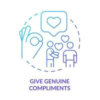 Give genuine compliments blue gradient concept icon. Politeness and respect. Basic etiquette rule abstract idea thin line illustration. Isolated outline drawing. vector