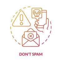 Do not spam red gradient concept icon. Unwanted message. Internet communication. Netiquette rule abstract idea thin line illustration. Isolated outline drawing. vector