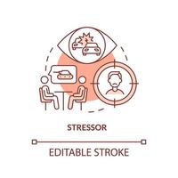 Stressor terracotta concept icon. Witness of traumatic event. Criteria for PTSD abstract idea thin line illustration. Isolated outline drawing. Editable stroke. vector