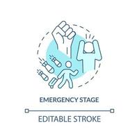 Emergency stage turquoise concept icon. Traumatic experience. PTSD treatment abstract idea thin line illustration. Isolated outline drawing. Editable stroke. vector