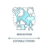 Rescue stage turquoise concept icon. Returning to trauma site. PTSD treatment abstract idea thin line illustration. Isolated outline drawing. Editable stroke. vector