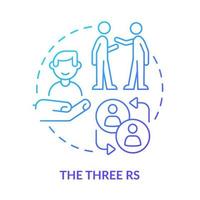 Three Rs blue gradient concept icon. Recognition, respect and response. Business etiquette abstract idea thin line illustration. Isolated outline drawing. vector