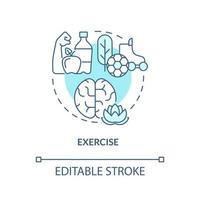 Exercise turquoise concept icon. Calming mind and life balance. Coping with PTSD abstract idea thin line illustration. Isolated outline drawing. Editable stroke. vector