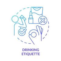 Drinking etiquette blue gradient concept icon. Rules and ethical code. Social behavior. Type of etiquette abstract idea thin line illustration. Isolated outline drawing. vector