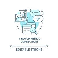 Find supportive connections turquoise concept icon. Support group. Coping with PTSD abstract idea thin line illustration. Isolated outline drawing. Editable stroke. vector