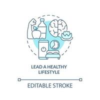 Lead healthy lifestyle turquoise concept icon. Self help with PTSD abstract idea thin line illustration. Isolated outline drawing. Editable stroke. vector