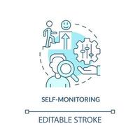 Self monitoring turquoise concept icon. Control your condition. PTSD coping strategy abstract idea thin line illustration. Isolated outline drawing. Editable stroke. vector