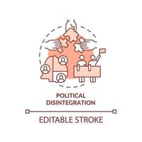 Political disintegration terracotta concept icon. Armed hostilities result abstract idea thin line illustration. Isolated outline drawing. Editable stroke. vector