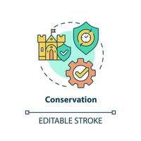 Conservation concept icon. Protection program. Heritage objects preservation type abstract idea thin line illustration. Isolated outline drawing. Editable stroke. vector