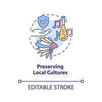 Preserving local cultures concept icon. Heritage conservation policy abstract idea thin line illustration. Isolated outline drawing. Editable stroke. vector