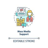 Mass media support concept icon. Awareness of heritage value. Developmental activity abstract idea thin line illustration. Isolated outline drawing. Editable stroke. vector