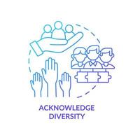 Acknowledge diversity blue gradient concept icon. Distinctive circumstances. ILAP principle abstract idea thin line illustration. Isolated outline drawing. vector