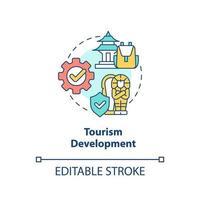 Tourism development concept icon. Observing local landmarks. Heritage preservation abstract idea thin line illustration. Isolated outline drawing. Editable stroke.