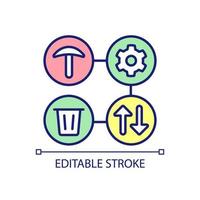 Integrated chain management RGB color icon. Process from mining to recycling. Industrial efficiency. Isolated vector illustration. Simple filled line drawing. Editable stroke.