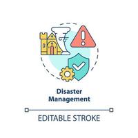 Disaster management concept icon. Heritage protection. Developmental activity abstract idea thin line illustration. Isolated outline drawing. Editable stroke. vector