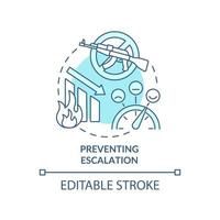 Preventing escalation turquoise concept icon. Post-conflict reconstruction abstract idea thin line illustration. Isolated outline drawing. Editable stroke. vector