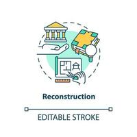 Reconstruction concept icon. Reproduce structure. Heritage objects preservation type abstract idea thin line illustration. Isolated outline drawing. Editable stroke. vector