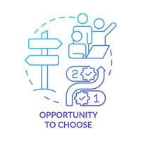 Opportunity to choose blue gradient concept icon. Decide and control. Reason for participation abstract idea thin line illustration. Isolated outline drawing. vector