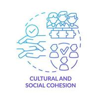Cultural and social cohesion blue gradient concept icon. Solidarity, understanding. Social planning example abstract idea thin line illustration. Isolated outline drawing. vector