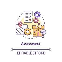 Assessment concept icon. Evaluating artefacts. Heritage conservation process abstract idea thin line illustration. Isolated outline drawing. Editable stroke. vector