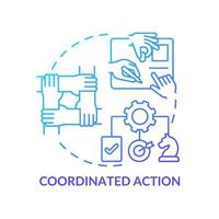 Coordinated action blue gradient concept icon. Team strategy and work. Synergy. ILAP principle abstract idea thin line illustration. Isolated outline drawing. vector