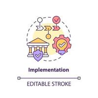 Implementation concept icon. Providing reservation. Heritage conservation process abstract idea thin line illustration. Isolated outline drawing. Editable stroke. vector