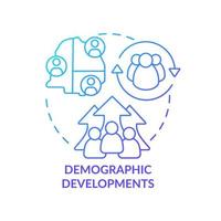 Demographic developments blue gradient concept icon. Population change. Social planning example abstract idea thin line illustration. Isolated outline drawing. vector