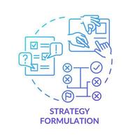 icono de concepto de gradiente azul de formulación de estrategia. implementación del plan. etapa de planificación social idea abstracta ilustración de línea delgada. dibujo de contorno aislado. vector