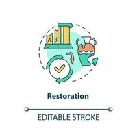 Restoration concept icon. Fixing process. Heritage objects preservation type abstract idea thin line illustration. Isolated outline drawing. Editable stroke. vector