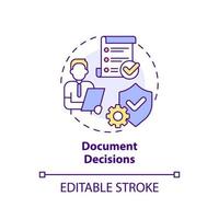 Document decisions concept icon. Principle of heritage conservation abstract idea thin line illustration. Isolated outline drawing. Editable stroke. vector