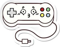 sticker of a cute cartoon game controller vector