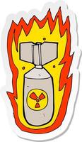 sticker of a cartoon flaming bomb vector