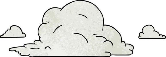 textured cartoon doodle of white large clouds vector