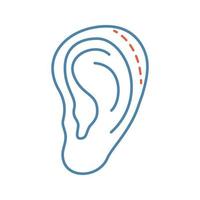 Ear plastic surgery color icon. Otoplasty. Ear reshaping and reconstruction. Facial rejuvenation. Isolated vector illustration