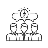 Team brainstorming linear icon. Thin line illustration. Teamwork. Collective problem solving. Contour symbol. Thinking process. Generating idea. Vector isolated outline drawing