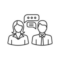 Business chat linear icon. Work discussions. Job interview. Thin line illustration. Business conversation. Contour symbol. Online support. Vector isolated outline drawing