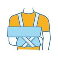 Shoulder immobilizer color icon. Sling and swathe. Broken arm, shoulder injury treatment. Arm fix brace. Isolated vector illustration