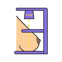 Mammography color icon. Breast radiography. Woman breast examination. Chest x-ray screening. Mastography. Isolated vector illustration