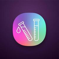 Laboratory test app icon. UI UX user interface. Lab diagnostics. Chemical research. Test tubes. Scientific laboratory. Web or mobile application. Vector isolated illustration