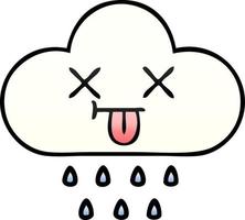 gradient shaded cartoon rain cloud vector