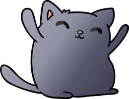 gradient cartoon of cute kawaii cat vector