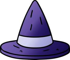 gradient cartoon doodle of a witches hat vector