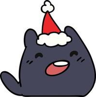 christmas cartoon of kawaii cat vector