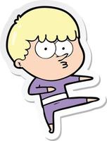 sticker of a cartoon curious boy dancing vector
