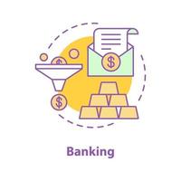 Banking concept icon. Finance management idea thin line illustration. Investment. Saving money. Vector isolated outline drawing