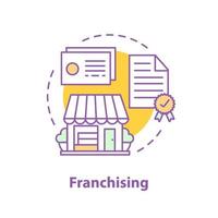 Franchising concept icon. Retail business idea thin line illustration. Merchandise. Retail license. Vector isolated outline drawing