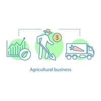 icono del concepto de negocio agrícola. ilustración de línea delgada de idea agrícola. producción de alimentos ecológicos. sector agricultor. dibujo de contorno aislado vectorial vector