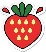 sticker of a cute cartoon strawberry vector